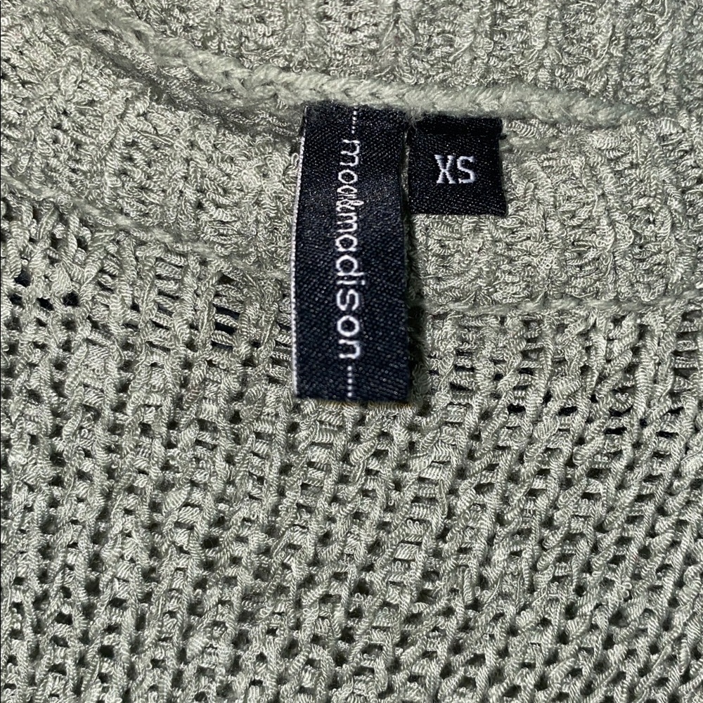 moon & madison Sage Green Crewneck Cropped Mesh Sweater - Picture 11 of 12